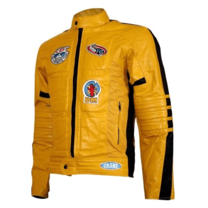 Uma Thurman Kill Bill Yellow Motorcycle Leather Jacket