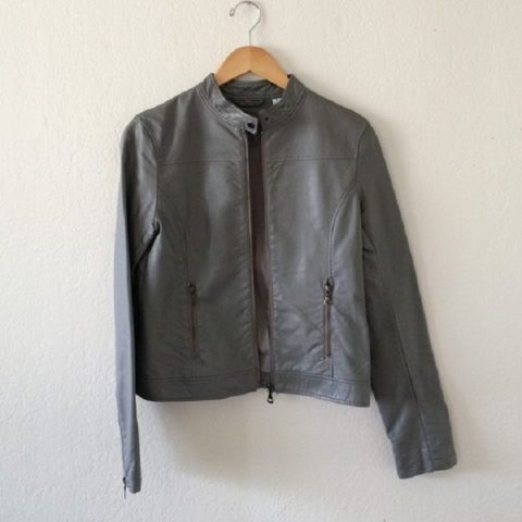 Womens Fashion Uniqlo Grey Leather Jacket