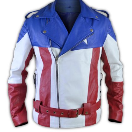 USA United States of America Flag Biker Leather Jacket