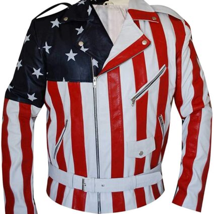 American Flag Vanilla Ice Motorcycle Leather Jacket