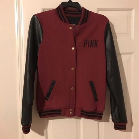 Victoria's Secret Pink Burgundy Bomber Jacket