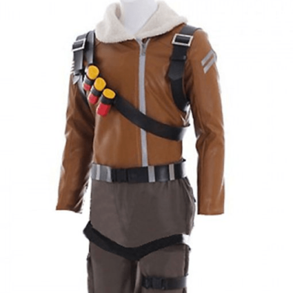 Raptor Fortnite Mens Video Game Brown Leather Jacket