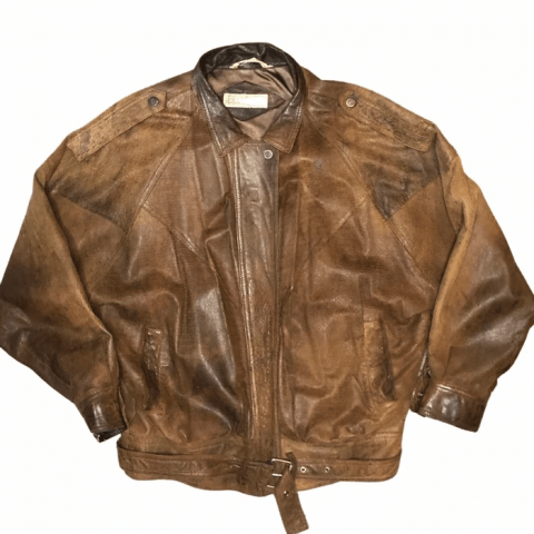 Mens Bootlegger Vintage 80s Brown Bomber Leather Jacket