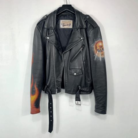 Metallica Airbrush Perfecto Mens Vintage 80s Leather Jacket