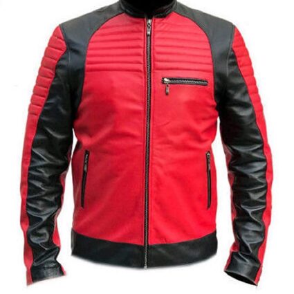 Café Racer Vintage Red and Black Retro Biker Leather Jacket