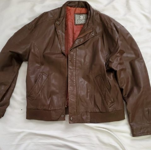Mens Vintage Fox Run Brown Leather Jacket