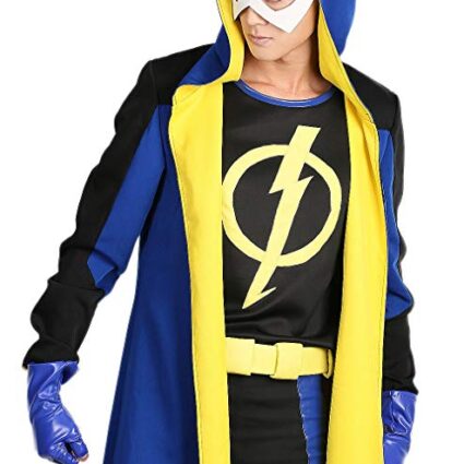 Static Shock Blue & Yellow Hooded Long Trench Coat