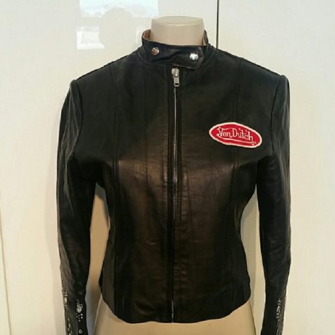Womens Von Dutch Biker Leather Jacket