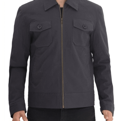 Walter Mens Grey Cotton Lightweight Leather Jacket