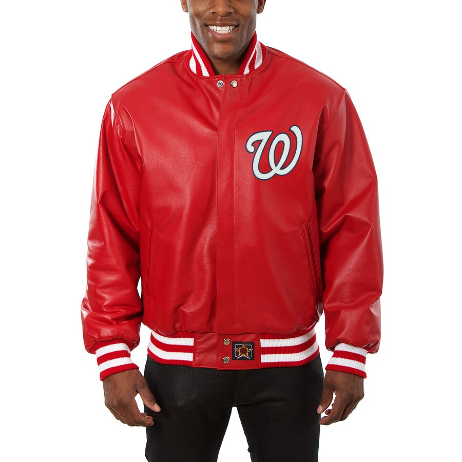 Washington Nationals Red Classic Bomber Leather Jacket - A2 Jackets