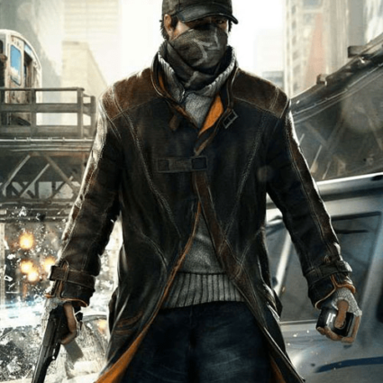 Mens Aiden Pearce Watch Dog Brown Leather Trench Coat