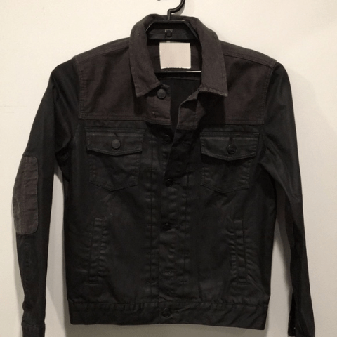 Mens Fashion Waxed Black Denim Jacket