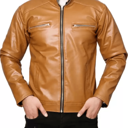 Mens Wilson Solid Brown Leather Jacket