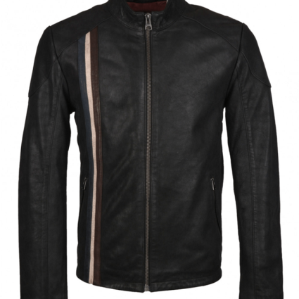 Mens Winston Biker Black Leather Jacket