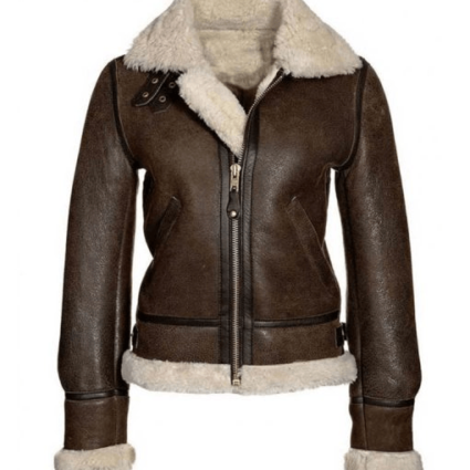 Womens Aviator Distressed Leather Jacket