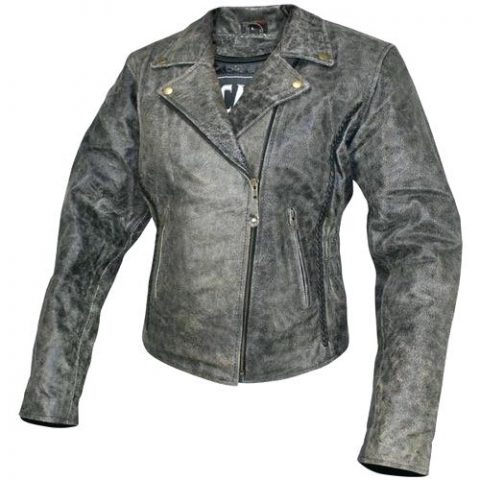 Women's Distressed Leather Motorcycle Jacket
