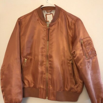 Womens GAP Brown Bomber Leather Jacket