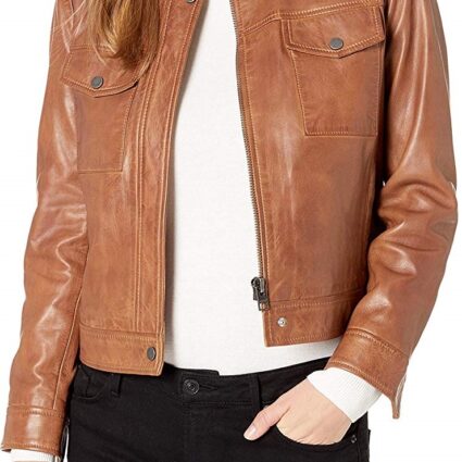 Lucky Branded Brown Leather Jacket