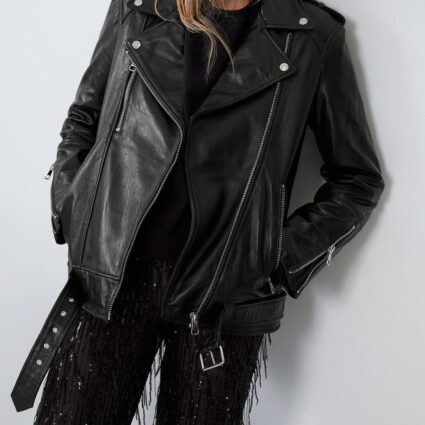 New Oversized Black Women Leather Jacket
