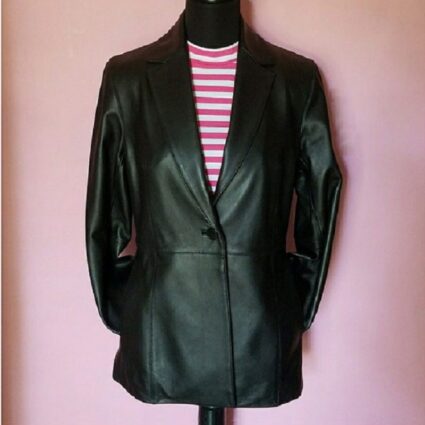 Womens Valerie Stevens Black Leather Jacket