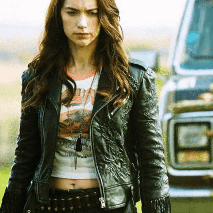 Melanie Scrofano Black Wynonna Earp Leather Fringe Jacket