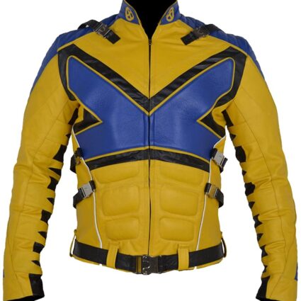 Mens X Ps V3 Blue & Yellow X-men Muscles Leather Jacket