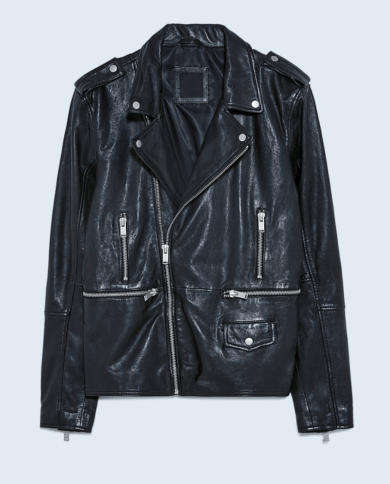 Mens Zara Black Leather Jacket With Zips - A2 Jackets