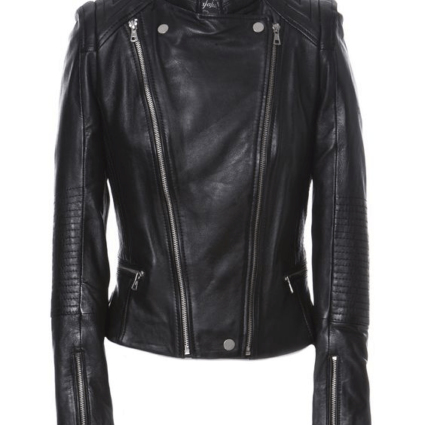 Zara Quilted Shoulder Biker Leather Jacket