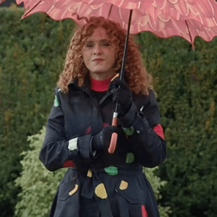 Deb Zoey’s Extraordinary Playlist S02 Bernadette Peters Black Polka Dot Coat
