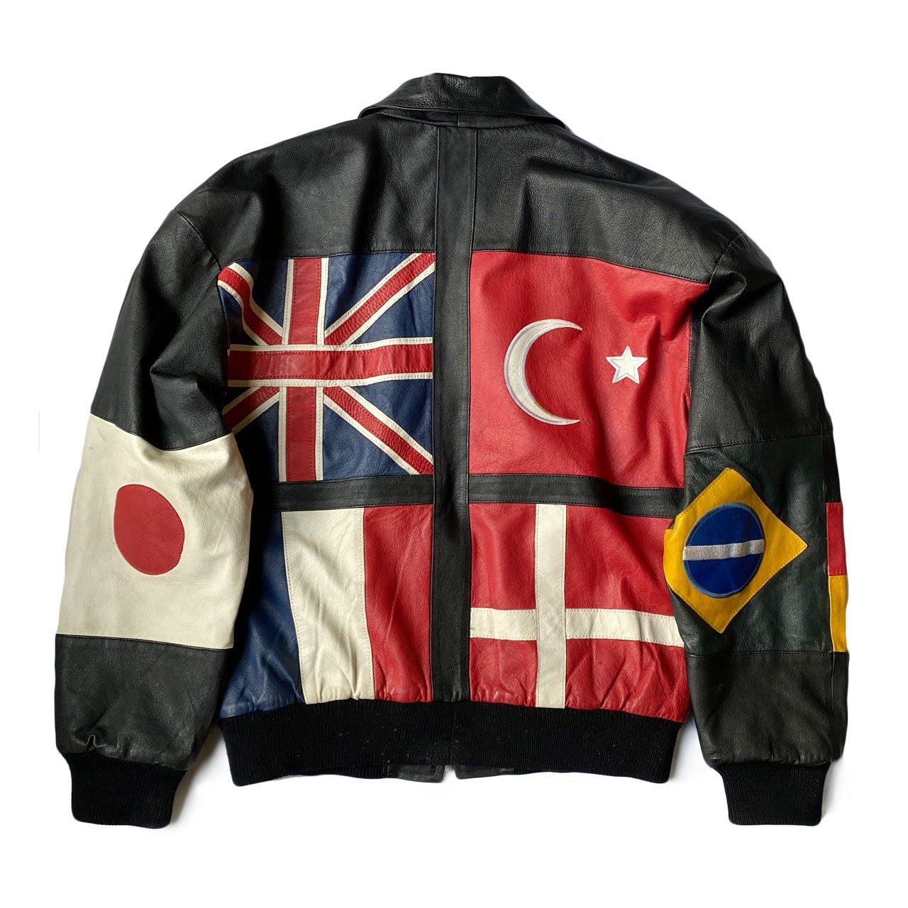 80's Phase 2 Flags of the World Leather Jacket - A2 Jackets