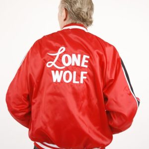 1950s Lenny Lone Wolf Red Satin Jacket