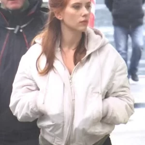 Black Widow Scarlett Johansson Hooded White Jacket