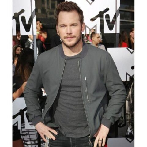 Chris Pratt Jurassic World Grey Bomber Jacket