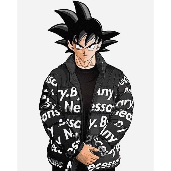 Goku Drip Puffer Black Jacket