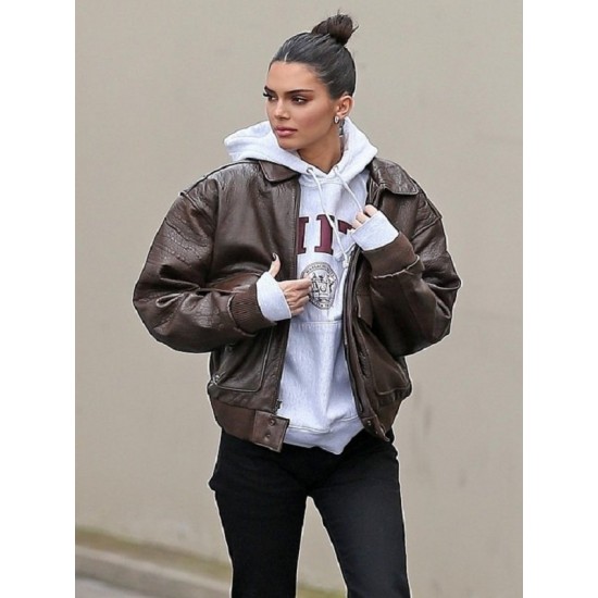 Kendall Jenner Bomber Leather Jacket