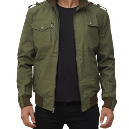 Mens Olive Green G4 Cotton Bomber Jacket