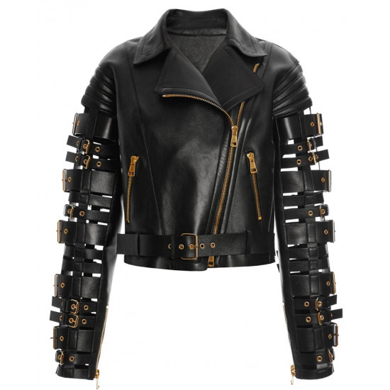 Zendaya Coleman Buckle Straps Leather Jacket