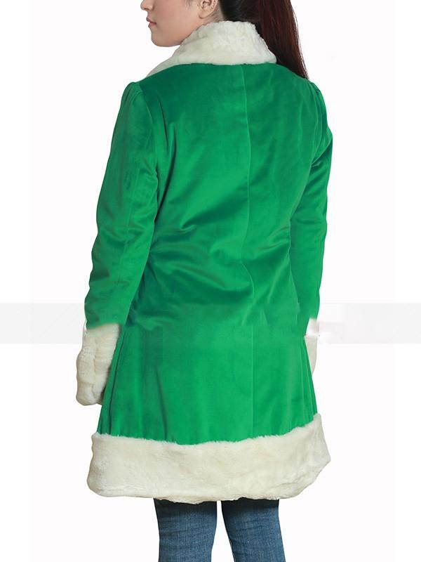 Emilia Clarke Last Christmas Green Shearling Coat