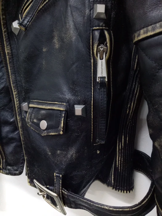 Dsquared2 Steampunk Studded Biker Leather Jacket