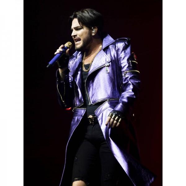 Adam Lambert Purple Leather Jacket