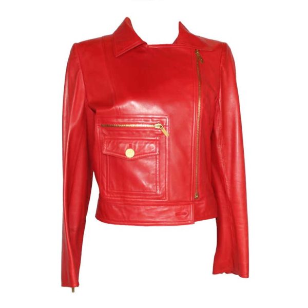 Chanel Red Leather Lambskin jacket