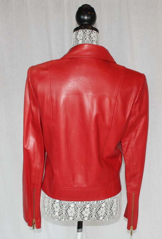 Chanel Red Leather Lambskin jacket