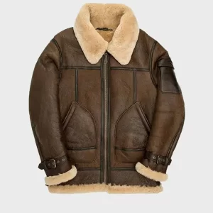 Men’s Aviator Brown Bomber B3 Shearling Leather Jacket
