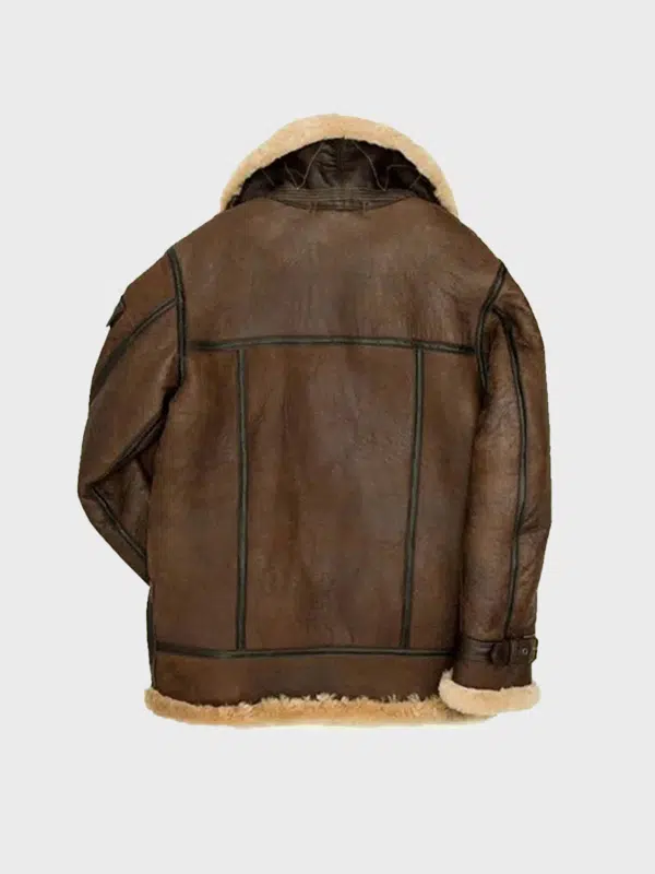 Men’s Aviator Brown Bomber B3 Shearling Leather Jacket