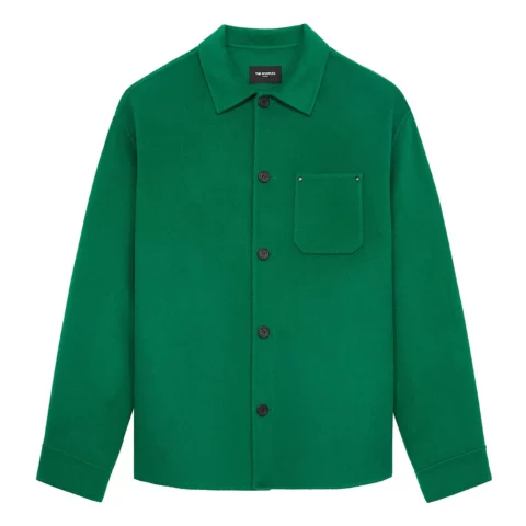 Men's Green Straight Fit Wool Overshirt