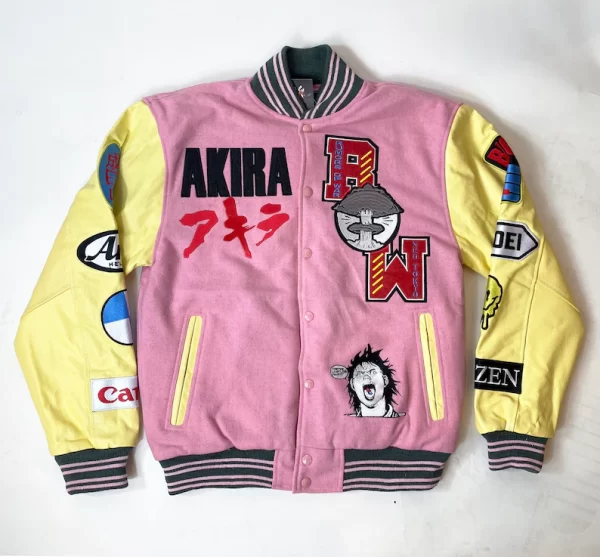Pink Anime Akira Varsity Akira Kaneda Good for Health Bad for Education Jacket