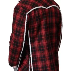 Red Checked Shearling Jacket