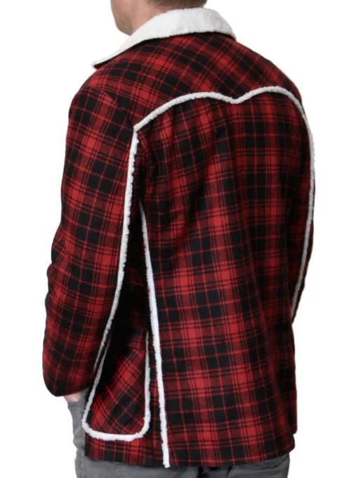 Red Checked Shearling Jacket