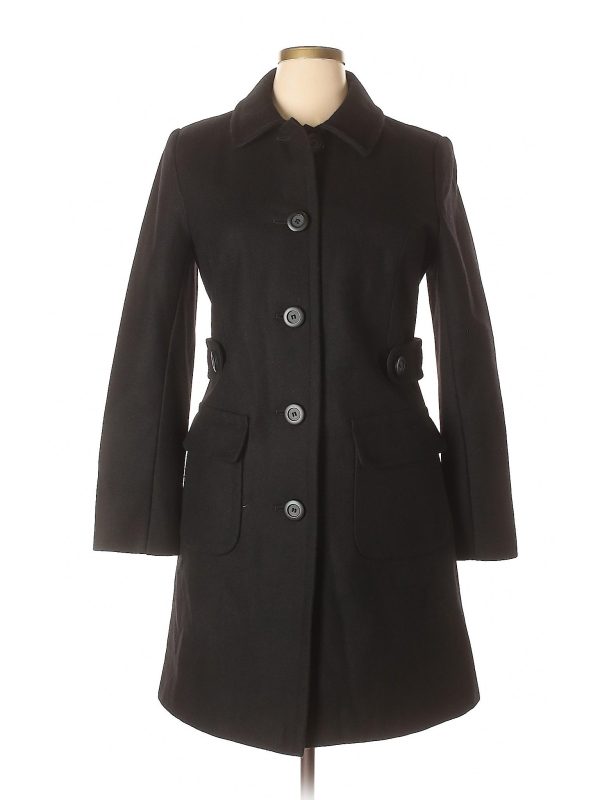Moda International Solid Black Wool Coat