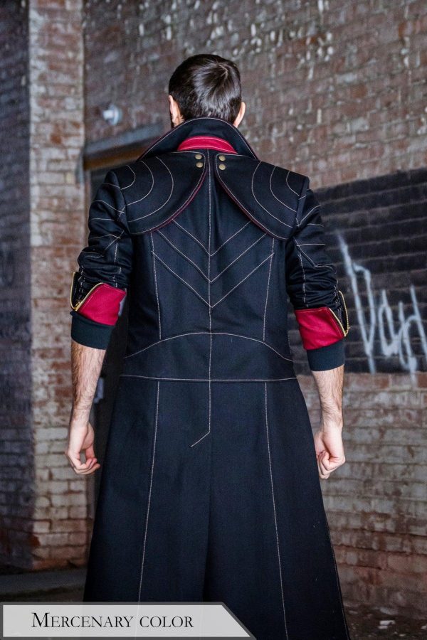 Whether you're a seasoned professional or an amateur slayer, the Son of Sparda coat is an ideal choice for vanquishing nightmares in style. As a nod to the mobility required in the business of demon hunting, zipper cuffs and a sophisticated body design allow for a wide range of movement in the lower body, arms, and wrists. Channel Dante's confidence in this tough, lasting coat that performs as good as it looks. Durable denim fabric and a breathable lining are finished off with reinforced top-stitching to create the signature circular shoulder pauldrons you recognize from Devil May Cry 5. Get yours today, and dare demons to challenge you... if they can keep up.